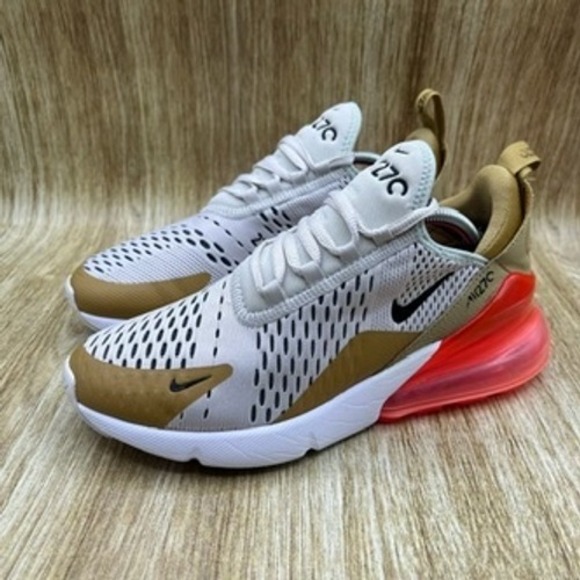 Nike Air Max 270 White and Gold Sneakers - Picture 3 of 10
